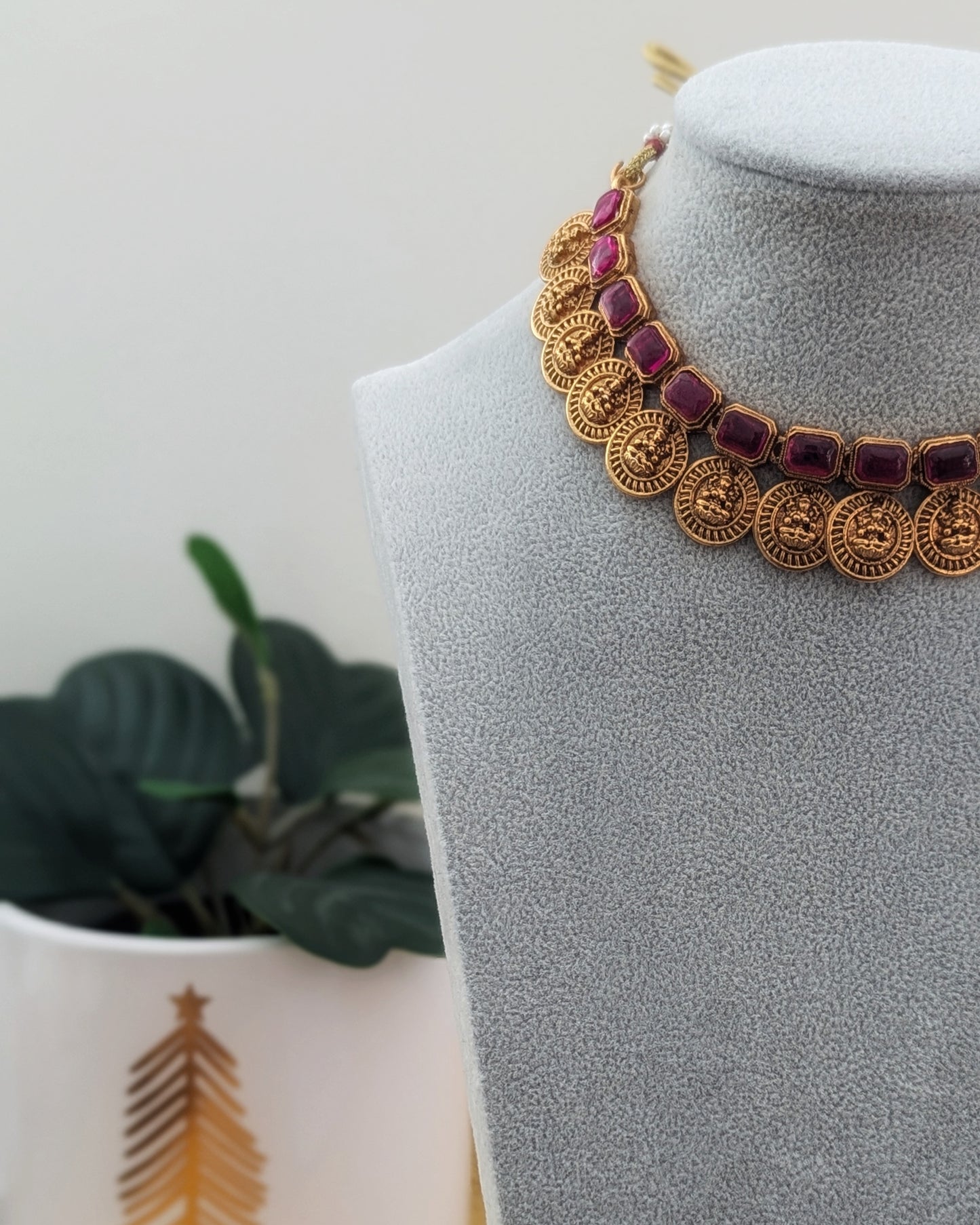 Coin Necklace - Ruby Red