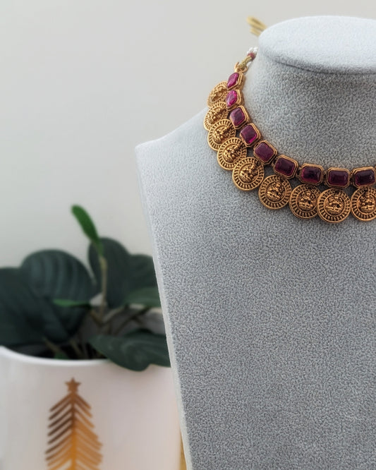 Coin Necklace - Ruby Red