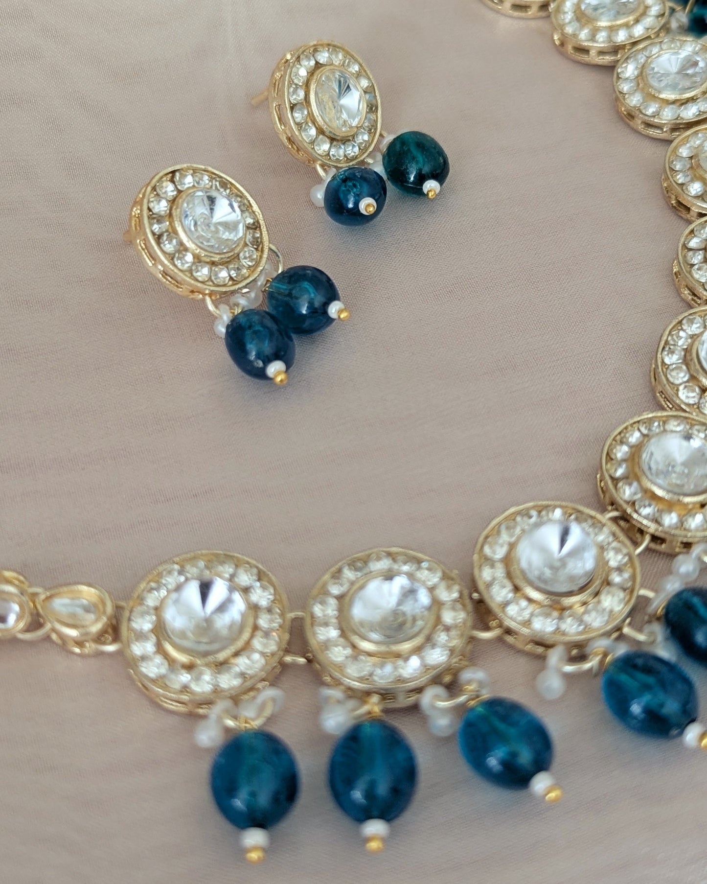 Sarika Polki Lookalike Necklace - Sea Green