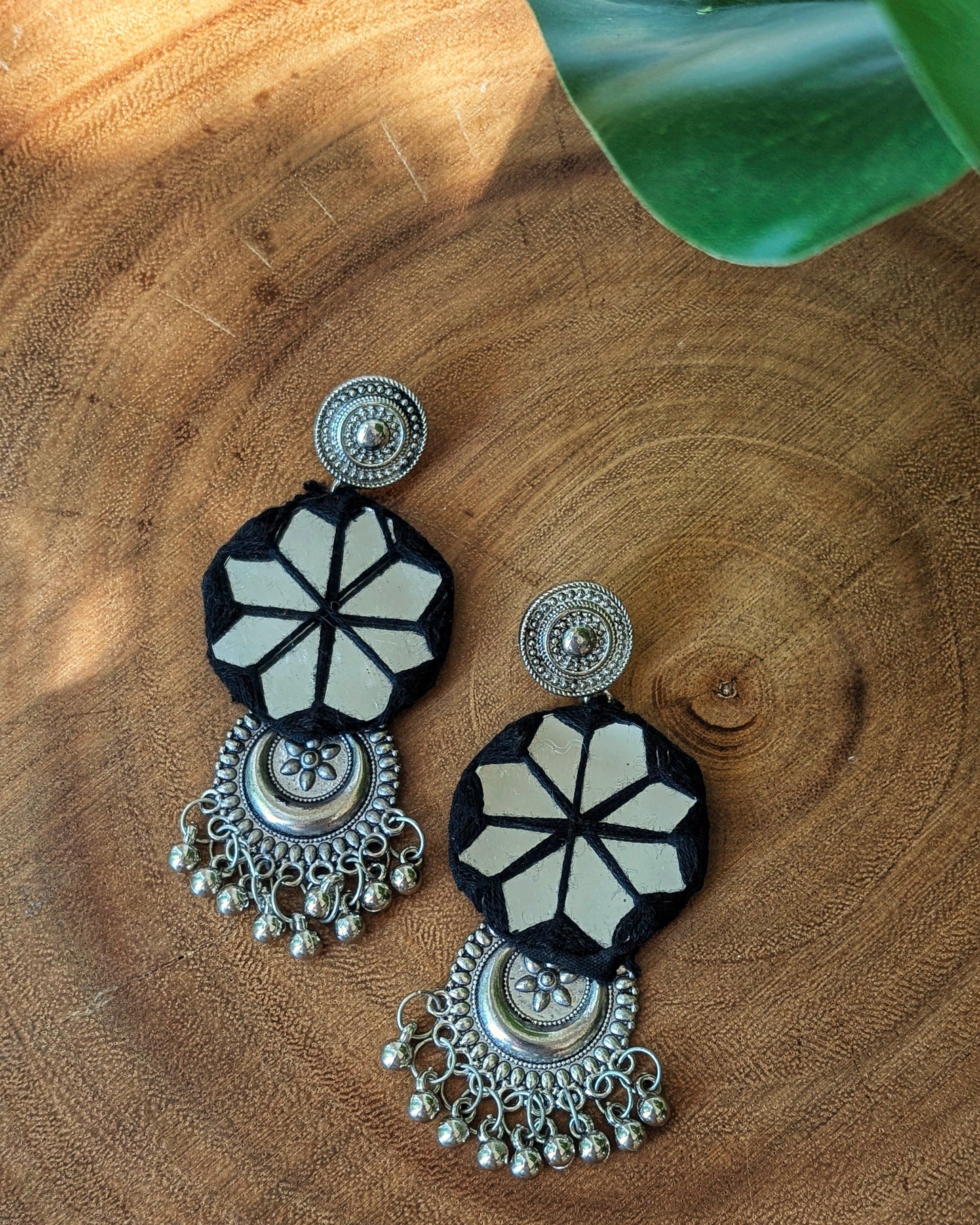 Ankita Mirror Earrings - Black