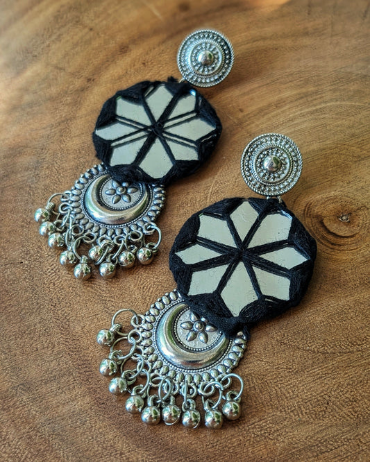 Ankita Mirror Earrings - Black