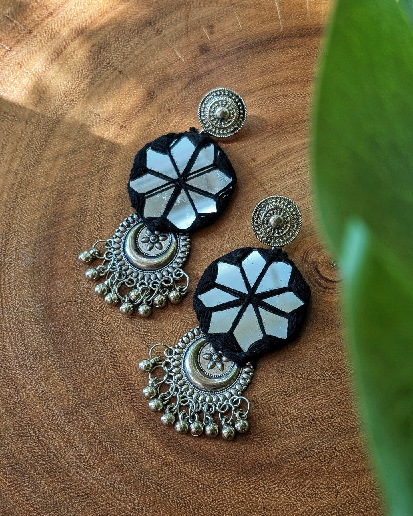 Ankita Mirror Earrings - Black