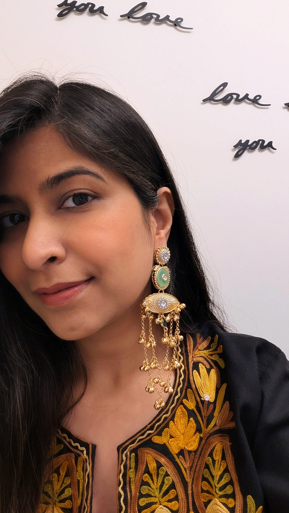 Nagma Kashmiri Jhumke with Ghungroo - Mint