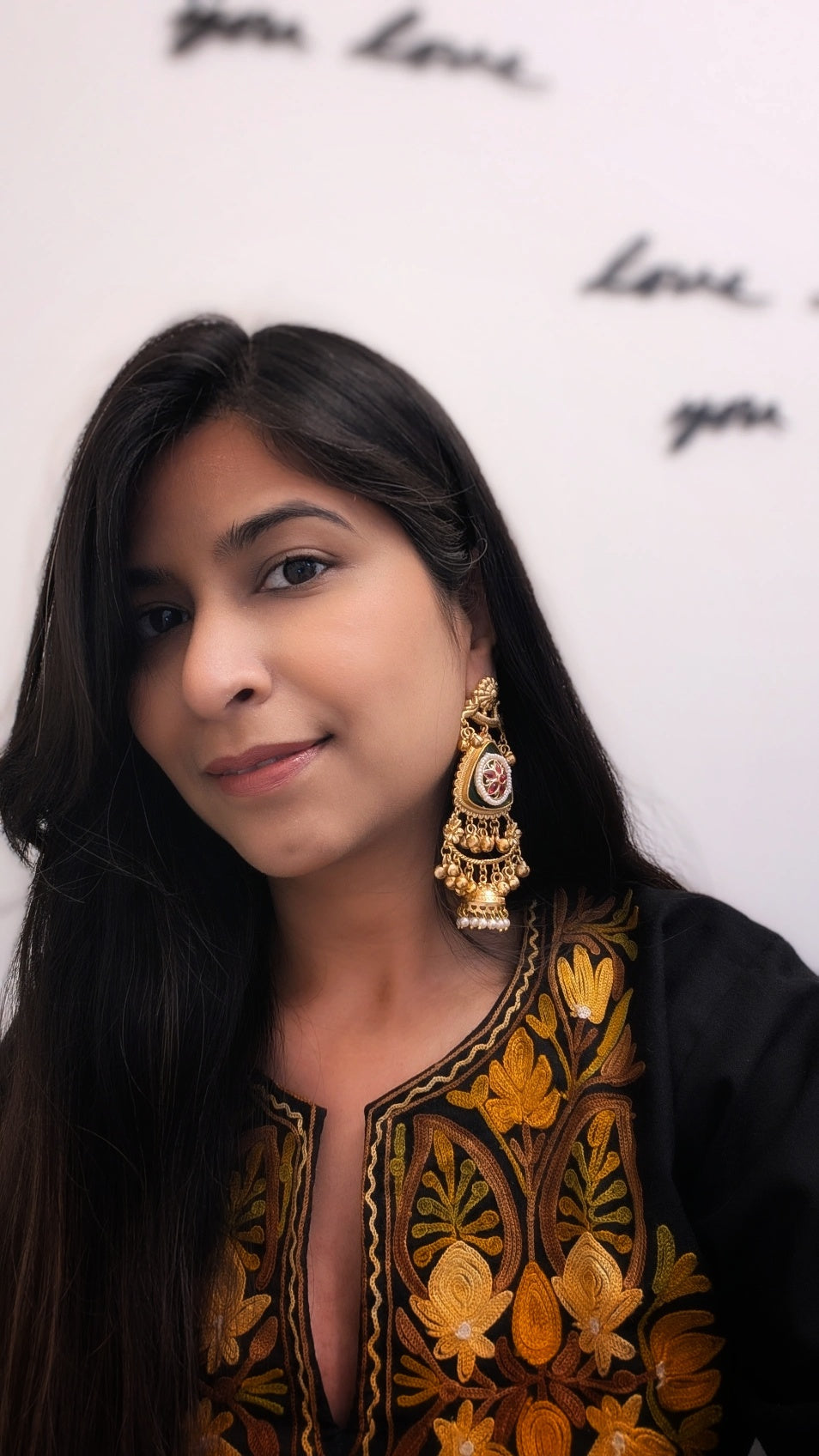 Arpita Golden Kashmiri Jhumke - Green