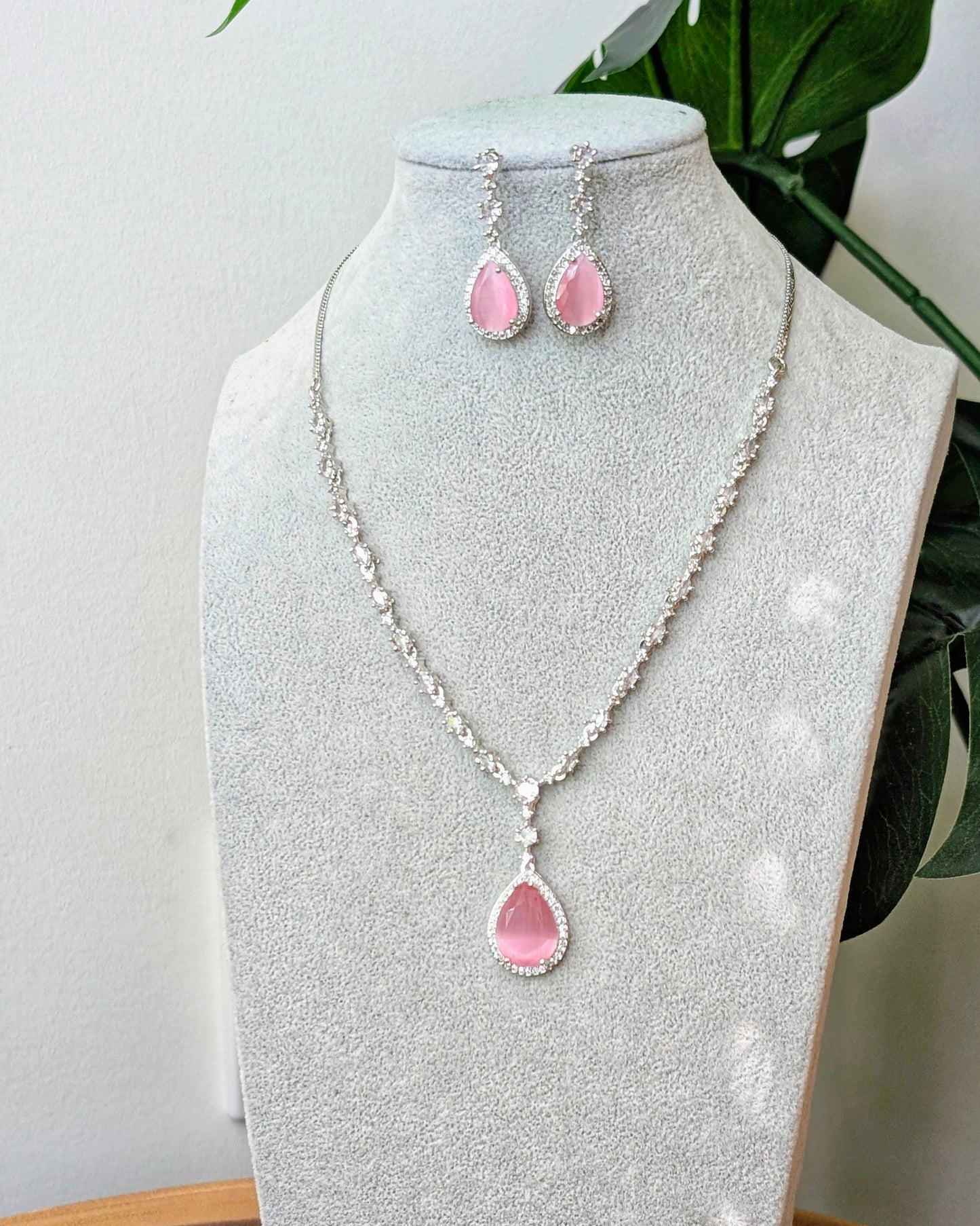 Diksha Elegant AD Necklace - Pink