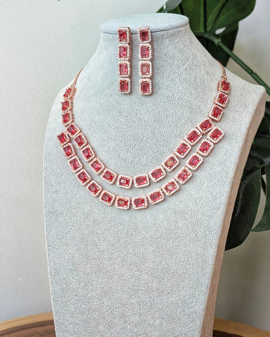 Sehej Two Layer Necklace - Red