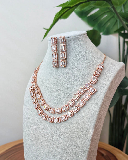 Sehej Two Layer Necklace - Rose Gold