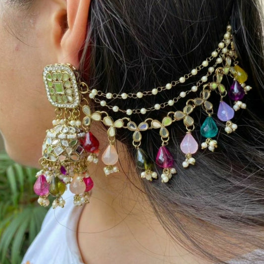 Suchi Mirror Work Earrings & Tikka Set