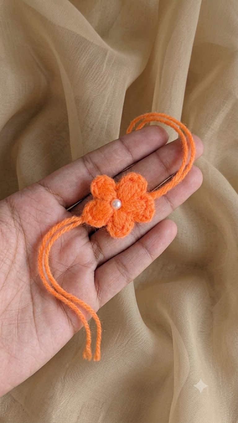 Soft Handmade Crochet Rakhi - Orange