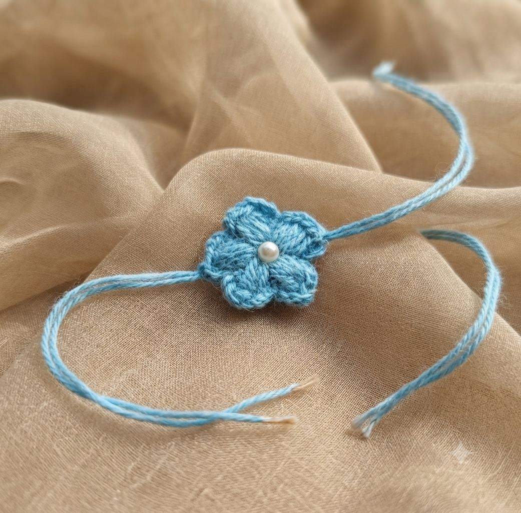 Soft Handmade Crochet Rakhi - Light Blue