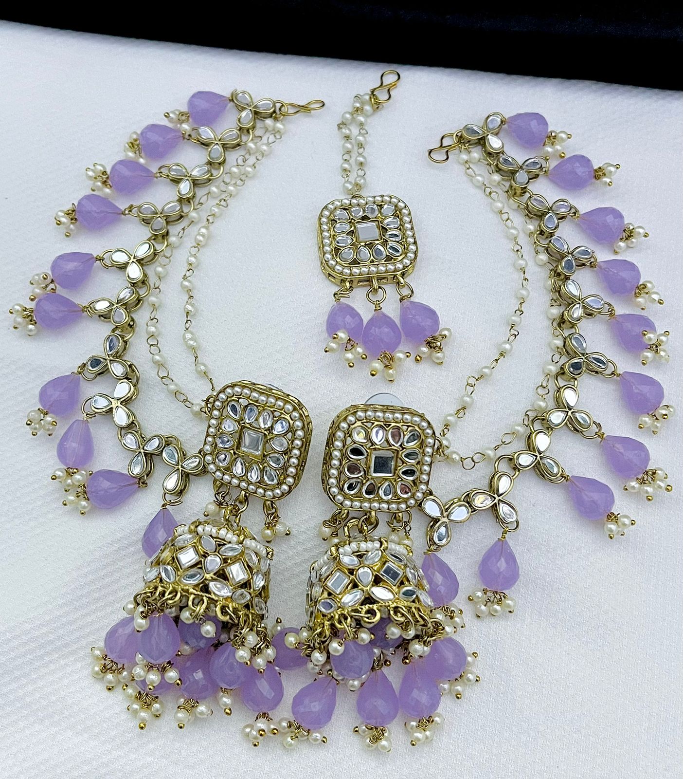 Suchi Mirror Work Earrings & Tikka Set