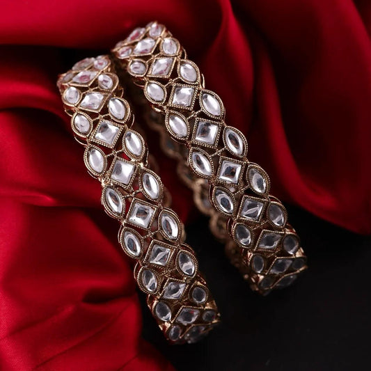 Indian bangles with mirror work in antique golden finish