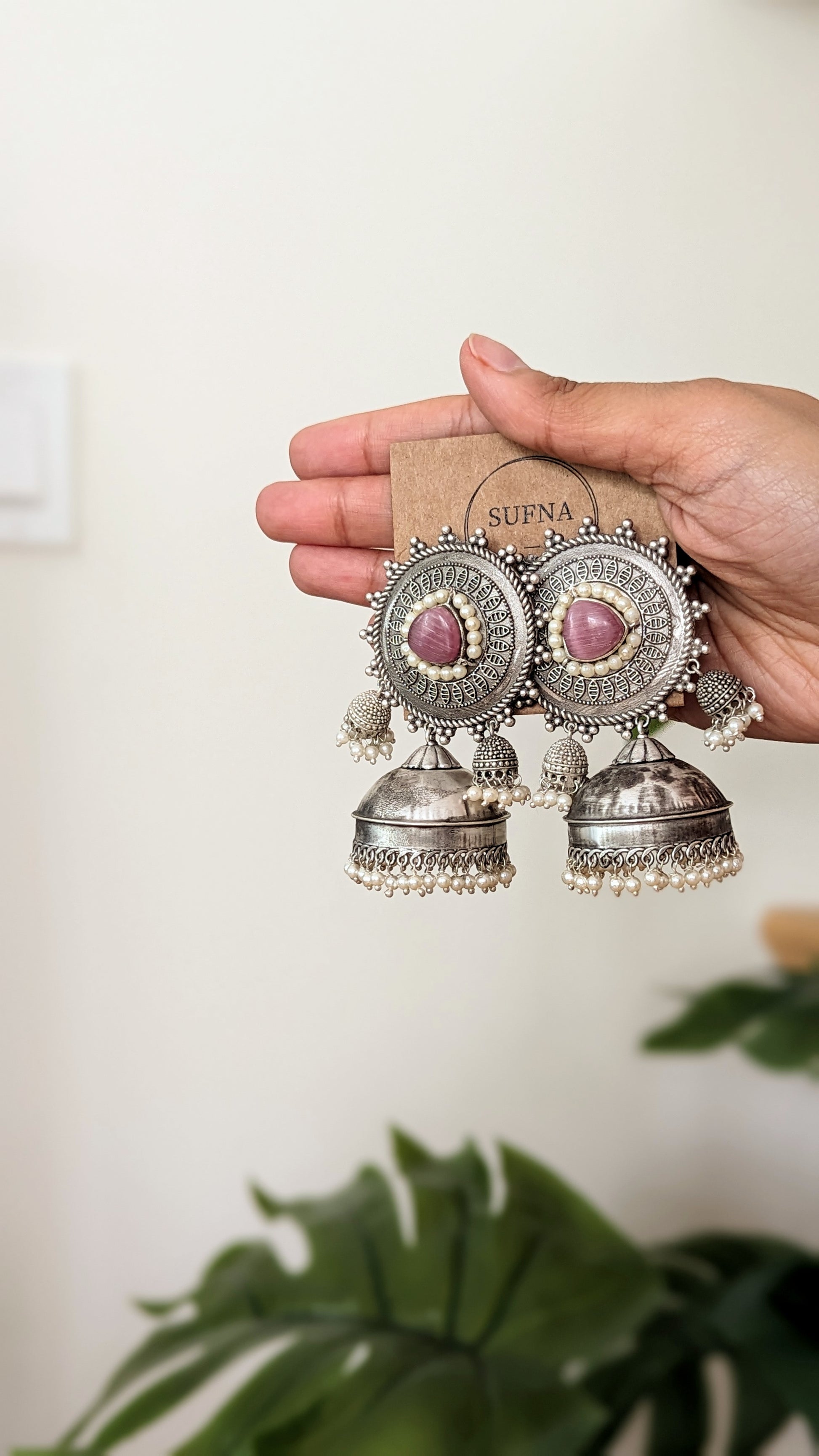 Pair of oversized oxidized jhumkas ith statement design. Pick-up in Ajax Ontario. Worldwide shipping available. Perfect for wedding, festival jewelry, indian Jewelry, kids jewelry, kundan jewelry, gifting, costume jewelry, fashion jewelry, Eid, onam, Diwali, karwachauth, navratri. Free shipping available. Jewelry for women. Indian jewelry in ajax durham region.