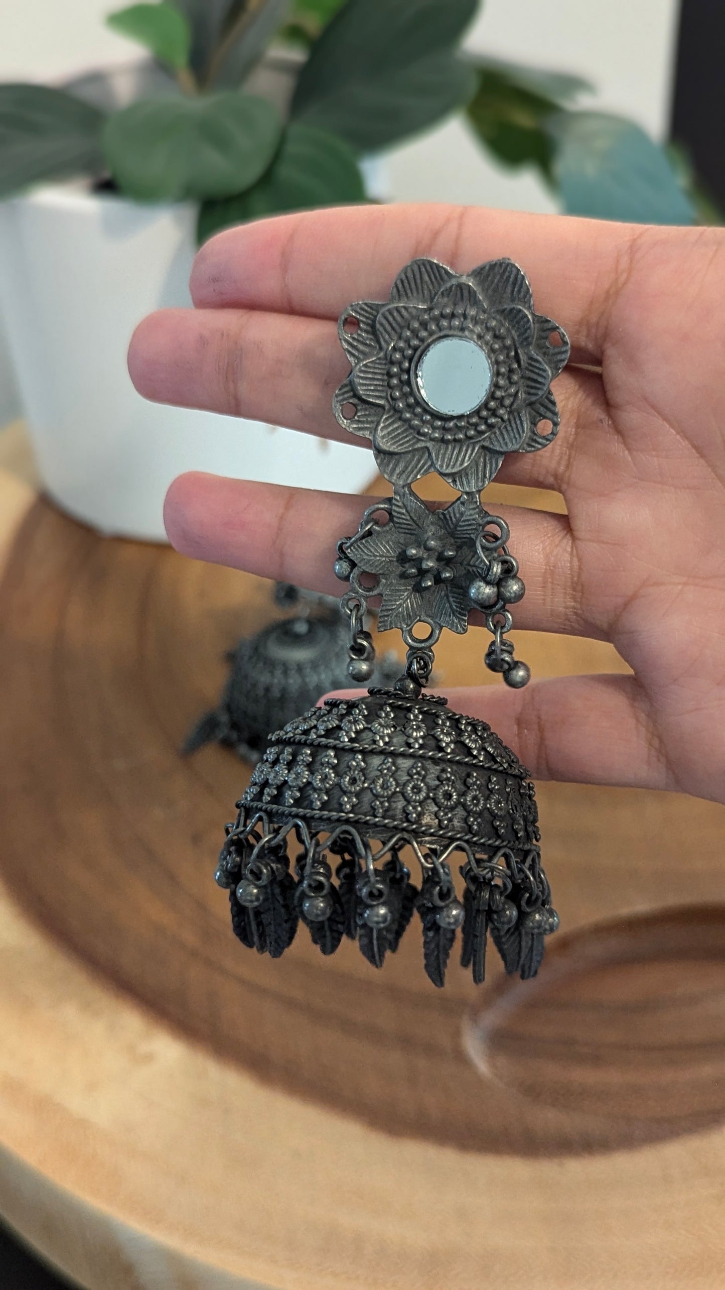 Surbhi Oxidized Silver Jhumka