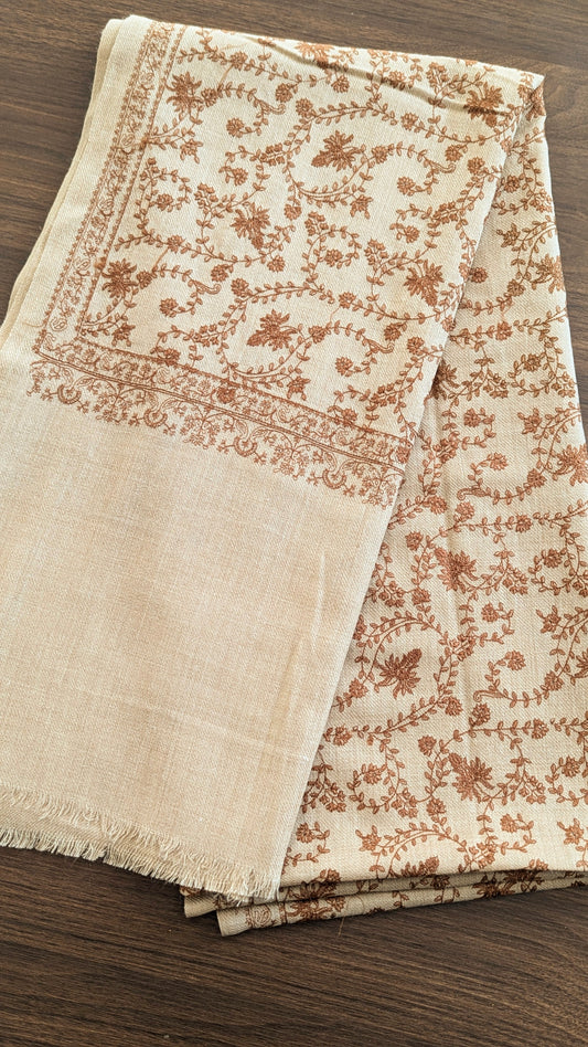 Brown Pashmina shawl with intricate embroidery. Perfect for both men & women. Gift options, handmade shawls, Indian shawl. Perfect for gifting. Christmas gift, Eid gift.