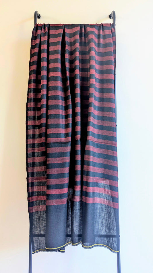 Unisex Red & Black Striped Shawl