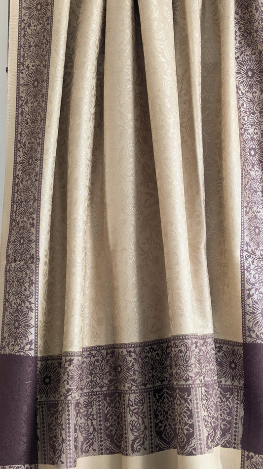 Economic Handmade Pashmina shawls from Kashmir in a classy brown color with beautiful hand done thread work with brown thread. Great gift for parents, mothers, mother in law (MIL). Very high quality shawl available in different sizes only at Sufna Canada Ajax GTA Toronto Ontario