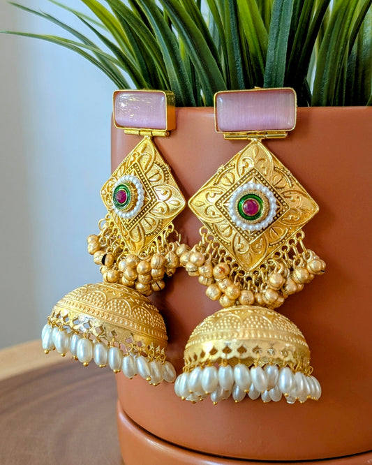 Anamika Jhumka - Baby Pink