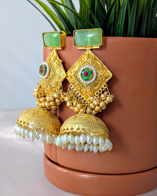 Anamika Jhumka - Mint Green