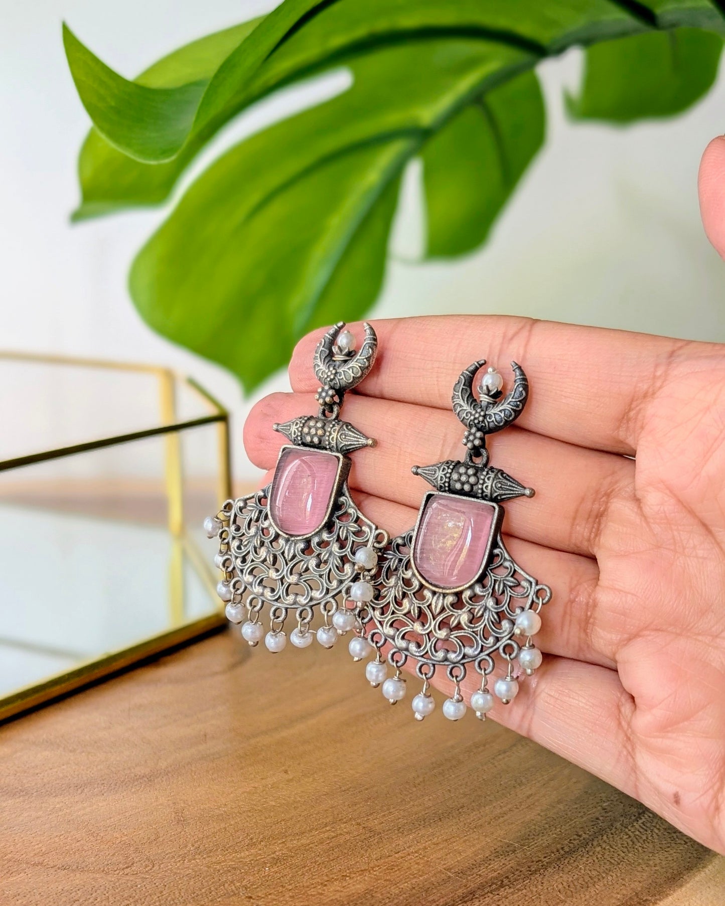 Disha Earrings - Baby Pink