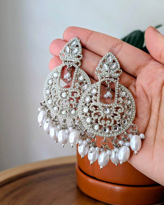 Banita Silver Chandbali