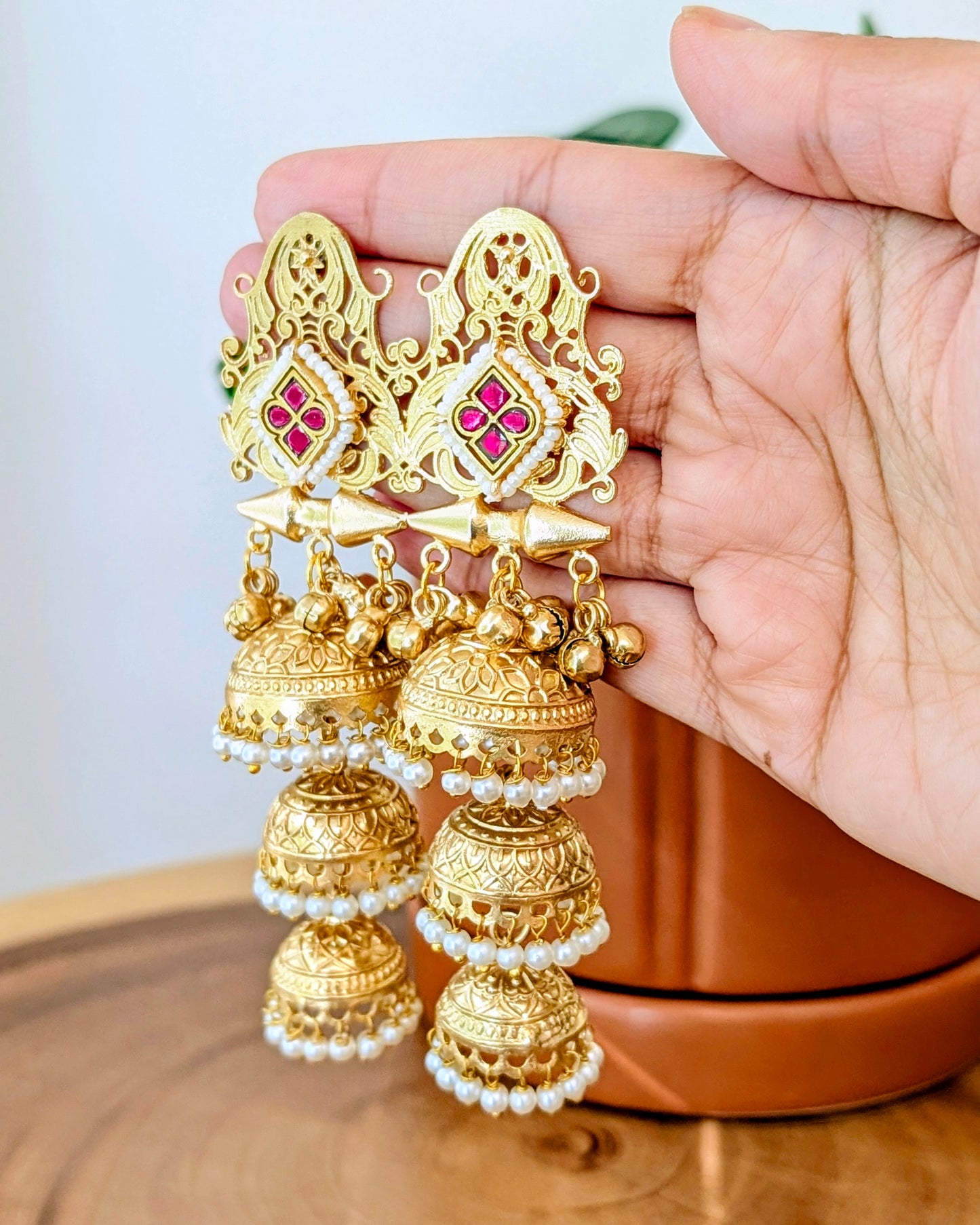 Fareeha Earrings - Red