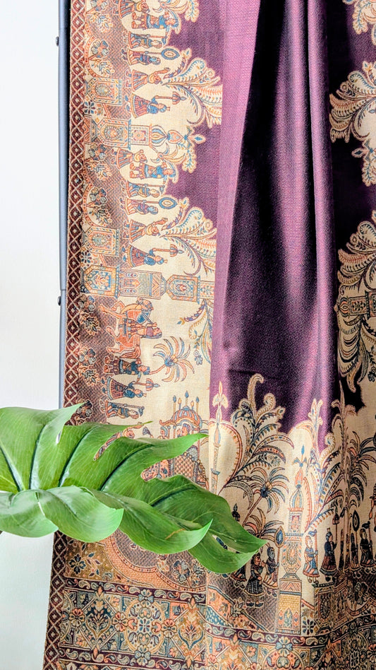 Jalsa Kashmiri Kani Woolen Stole - Plum