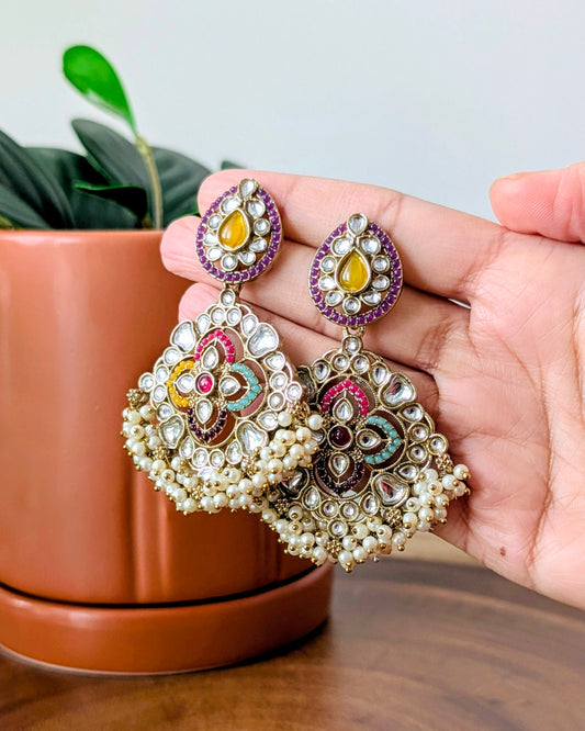 Dani Multicolored Kundan Pearl Earrings - 2