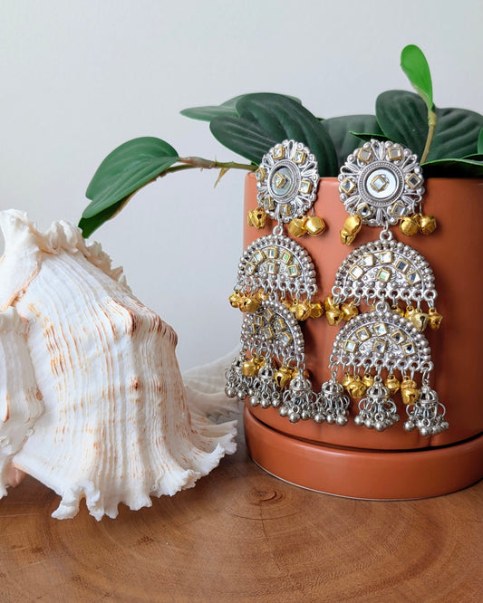 Divija Dual Tone Kundan Jhumka