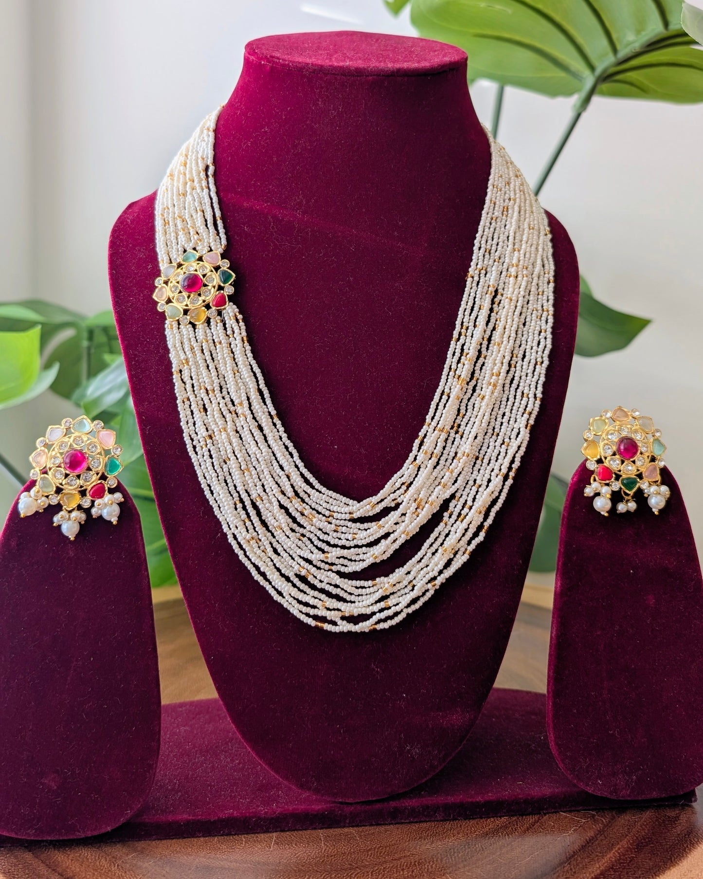 Long Pearl Kundan Necklace