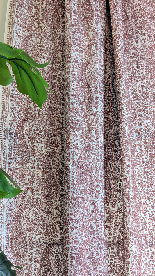 Unisex Semi Pashmina Embroidery Shawl - White