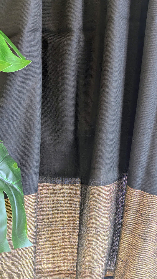 Unisex Semi Pashmina Zari Shawl - Black