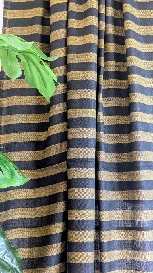 Unisex Semi Pashmina Striped Shawl - Black