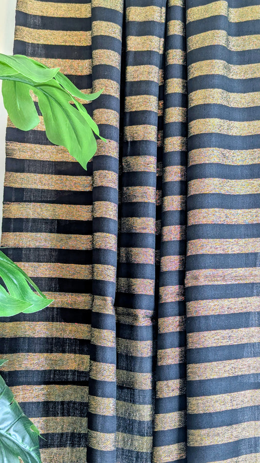 Unisex Semi Pashmina Zari Shawl - Black