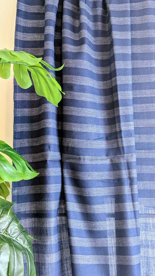 Unisex Semi Pashmina Striped Shawl - Blue