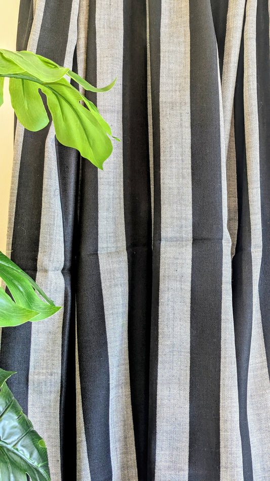 Unisex Semi Pashmina Striped Lohi - Black