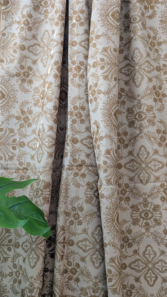 Unisex Semi Pashmina Woolen Embroidery Shawl - Brown