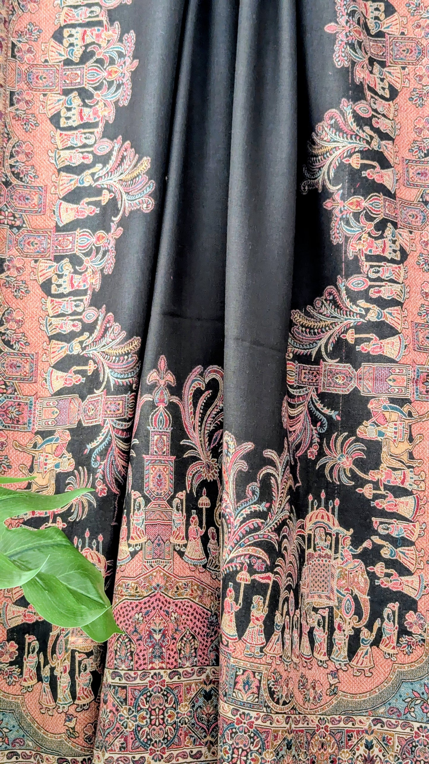 Darbar Kani Weave Woolen Shawl - Black