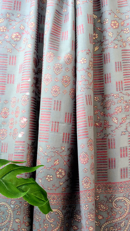 Kanj Weave Zari Shawl - Lavender Gray