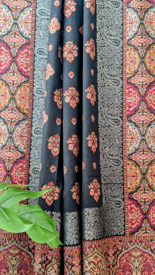 Kani Weave Zari Woolen Shawl - Black