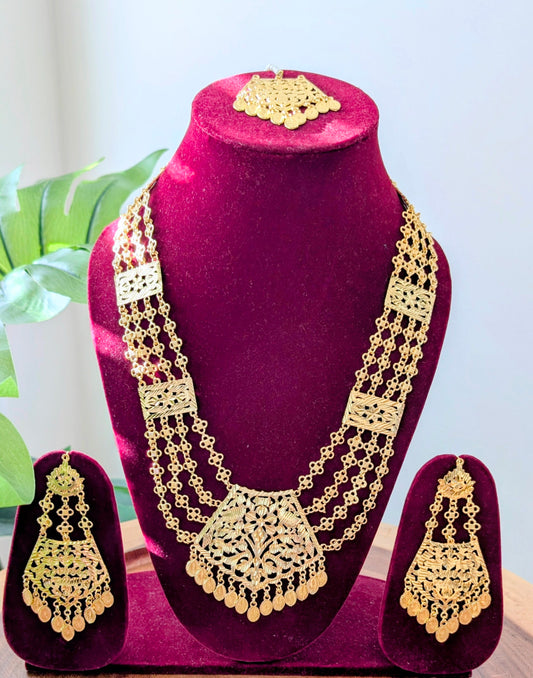 Khushpreet Jadau Long Necklace - Golden