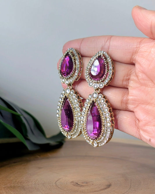 Premium Drop Earrings - Purple