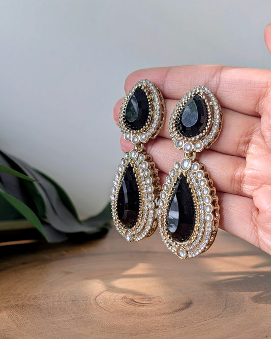 Premium Drop Earrings - Black