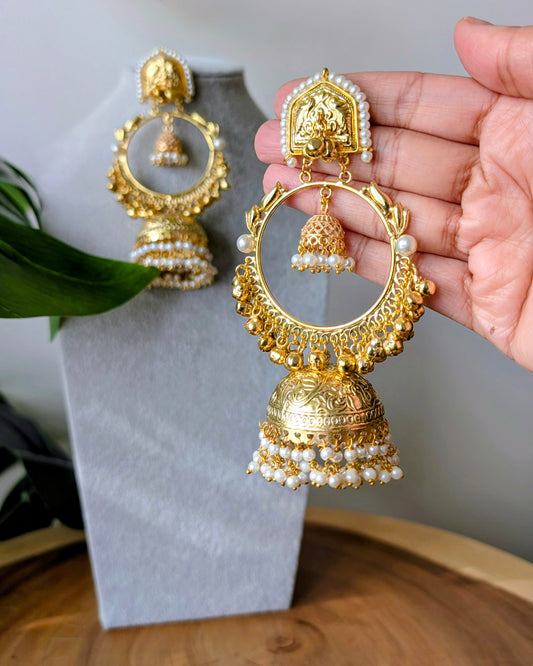 Statement Golden Brass Kashmiri Jhumka Earrings