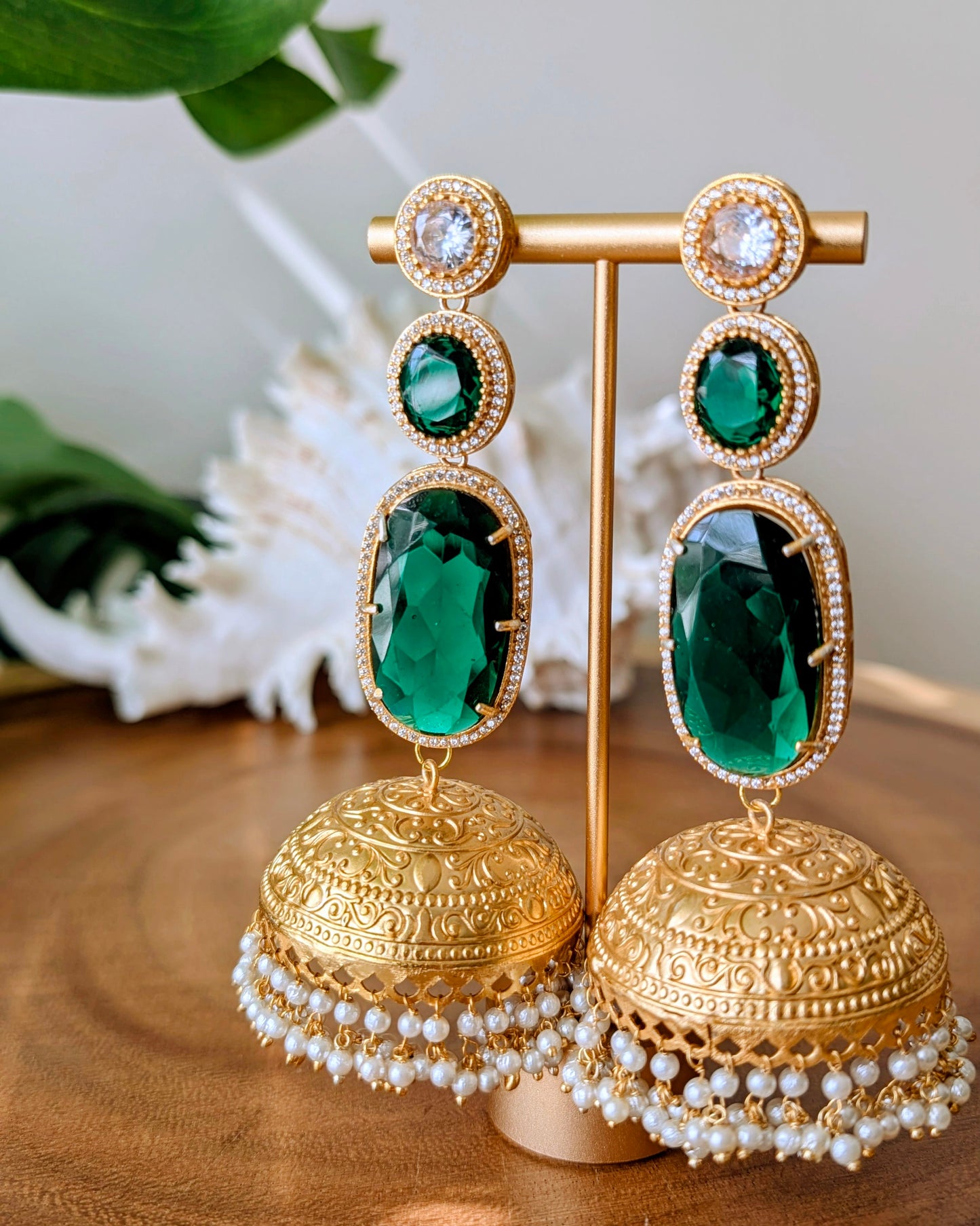 Ameesha Statement Kashmiri Jhumke - Green