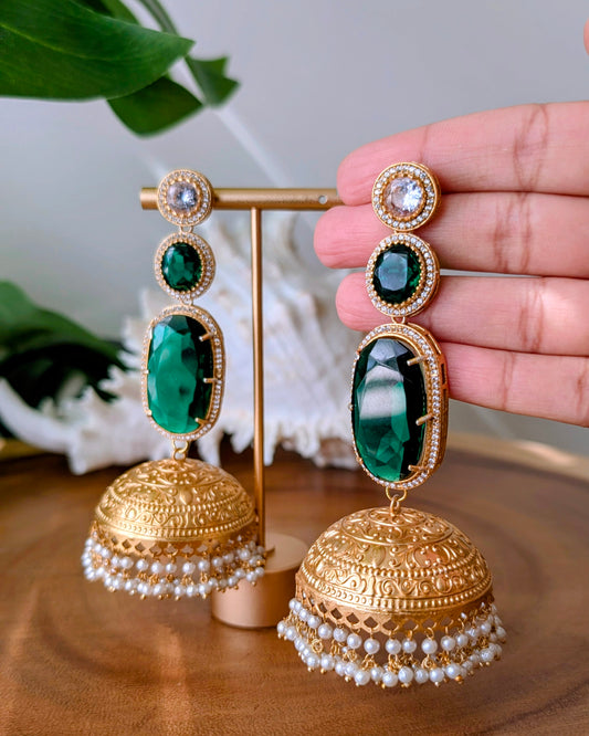 Ameesha Statement Kashmiri Jhumke - Green
