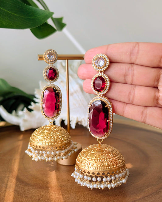 Ameesha Statement Kashmiri Jhumke - Red