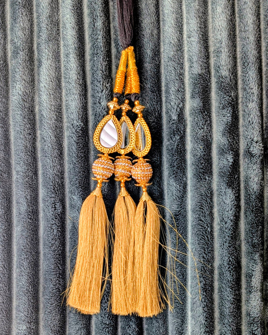 Punjabi Teardrop Parandi - Golden & Mirror