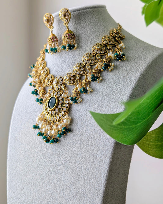 Sanya Victorian AD Necklace - Green