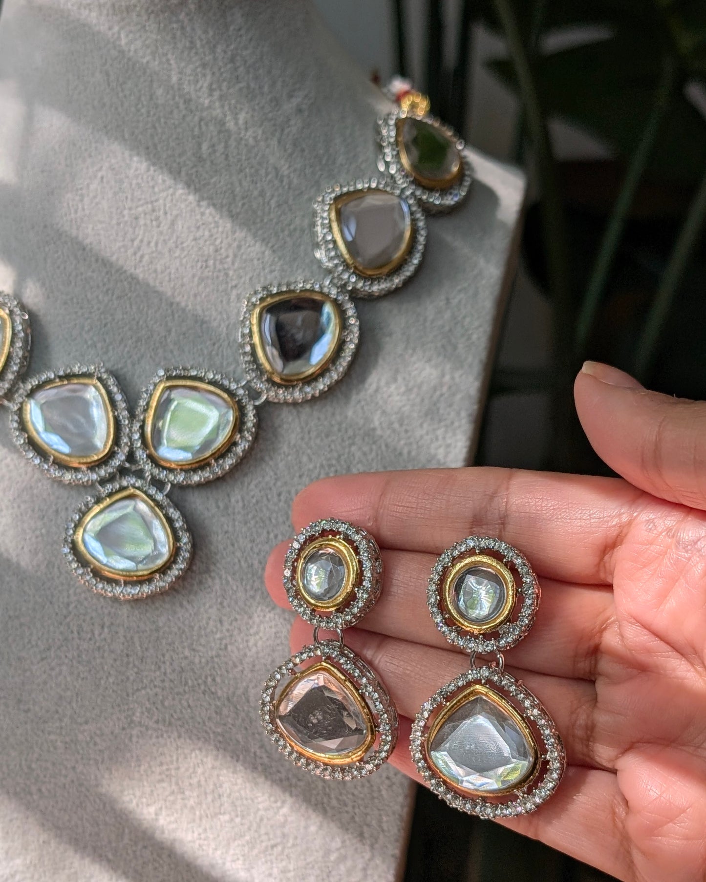 Uncut Polki Necklace with Earrings